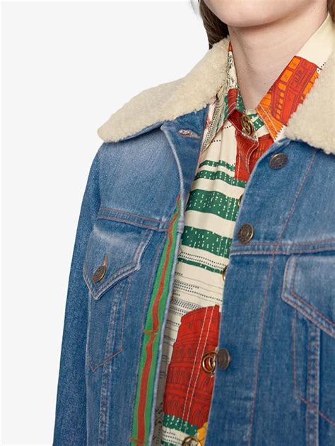 gucci womens jacket professional collar and cuffs|Gucci denim jacket women.